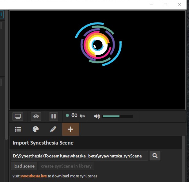 Synesthesia import scene screen