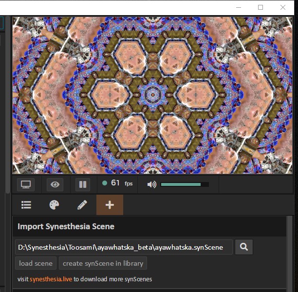 Synesthesia create scene in library screen